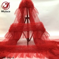 Robe de princesse en maille, Textile 3D plissé en gaze douce, Tulle froissé, tissu en filet de dentelle, pour filles, jupe à plusieurs niveaux