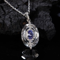 S925 plata esterlina sentido avanzado colgante femenino moda Natural tanzanita BLANCO CRISTAL Color tesoro collar