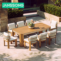 Ensemble de mobilier d'extérieur de luxe pour terrasse de villa, résistant à l'eau, pour hôtel et complexe, table et chaises de salle à manger en corde tressée