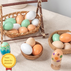 Uova di legno dipinte fai-da-te EDULAND OEM/ODM CE CPC, uova di anatra creative per bambini 2-4 anni, ideali per la creazione di capelli per Pasqua - Product Image 4