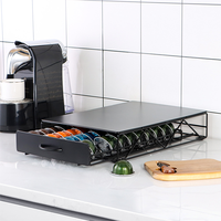 Support de rangement pour café en métal double couche Nouveau design avec tiroir à faible encombrement Type debout pour le bureau et la maison
