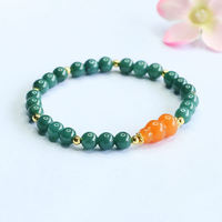 Bracelet en pierre naturelle en gros, bijoux de mode, bracelet en jadéite verte, bracelet ajustable en perles de jade du Myanmar
