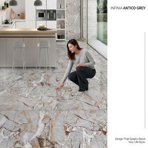 Marble Look Porcelain <b>Tiles</b> 24x48 Inch Glazed Floor Wall Collection for Modern Bathrooms - Product Image 2