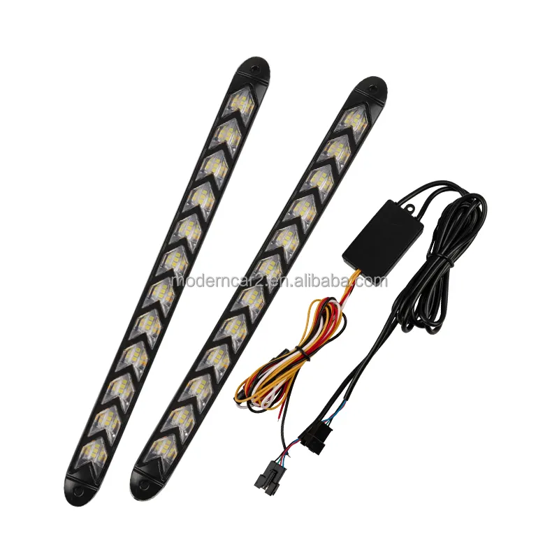 Bande de feux de jour pour voiture, 2 pièces, clignotant à flux séquentiel, DRL, commutateur de lumière, cavalier chevalier, flèche, bande LED