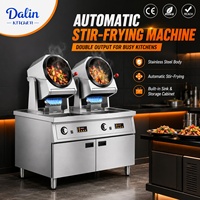 Robot de cuisine commercial automatique à gaz, machine de cuisson intelligente avec wok rotatif et base de rangement