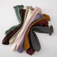 Chaussettes de princesse pour filles de printemps Bas espagnols en coton peigné Taille unique Tube droit Chaussettes en dentelle pour bébé