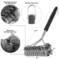 Brosse de nettoyage pour barbecue en acier inoxydable et plastique à long manche, résistante à la chaleur, polie, durable, pour le camping en plein air