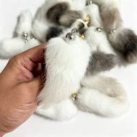 Jouet pour chat en fourrure naturelle de lapin, bâton court, baguette à fil pour chat, accessoire pour vêtements
