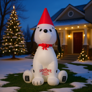 Décoration de jardin de Noël gonflable pour chien, chapeau rouge en PVC, décoration de vacances en plein air D0100HA86VA - Product Image 2
