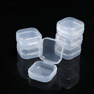 Mini Pp Square Plastic Storage <b>Box</b> <b>With</b> <b>Lid</b> For Jewelry Fishing Hooks Components Transparent Single Compartment - Product Image 1