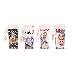 316 Stainless Steel Insulated Tumbler With Fabric Pattern And 3D Double Straw Coffee Cup For Travel - Product Image 4