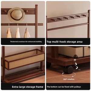 <span class=keywords><strong>Perchero</strong></span> Rodante Resistente de Fácil Montaje con Ruedas, <span class=keywords><strong>Perchero</strong></span> Multifuncional Independiente para Almacenamiento de Ropa - Product Image 4
