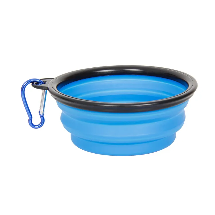 Promotional Top Quality Blue Luxury Silicone Collapsible Dog Bowl Pet