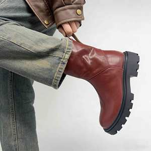 Bottes en cuir décontractées personnalisées pour femmes, nouveau style, respirantes, <span class=keywords><strong>talon</strong></span> carré, pour l'automne - Product Image 4