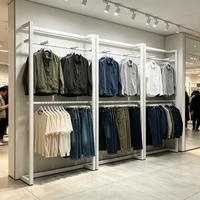 Porte-vêtements double couche en métal Mingtang, support de présentation de vêtements en acier blanc pour magasin de détail