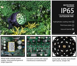 SHEHDS IP65 18×18W Par LED RGBWAUV 6 en 1 con Zoom, Luz de Escenario para DJ, Solución de Iluminación para Bodas al Aire Libre, CE - Product Image 2
