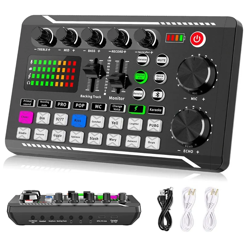 F998 Podcast Microfone Sound Card Kit Professional Studio Condensador Live Sound Mixer para Livestreaming Podcasting Gravação