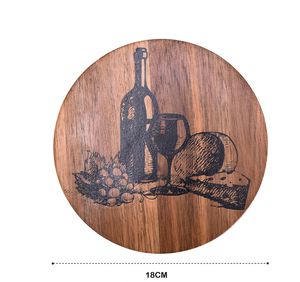 Tabla de Quesos Redonda de Madera de Acacia y Juego de Herramientas, Plato de Charcutería con Diseño de Vino y Queso, Regalo Perfecto para Amantes del Vino - Product Image 3