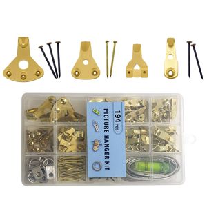 Metal Hooks And Hanging Hooks 194Pcs Set Gold Silver Picture <b>Frame</b> Accessories <b>With</b> Wire And Level Tool For Wall <b>Mounting</b> - Product Image 5