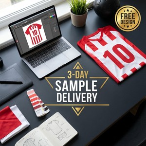 Camiseta de Fútbol para Hombre, Tejido de Malla Corta, Transpirable, Ajuste Atlético, Nombre y Número Personalizados, Impresión por Transferencia de Calor, Rayas, Secado Rápido, 100% - Product Image 6