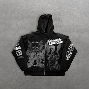 <span class=keywords><strong>Felpa</strong></span> con Cappuccio Stile Americano Autunno-Inverno, Nuova Stampa 3D Angelo, in Poliestere con Zip, Unisex, Stile Retrò Y2K - Product Image 2