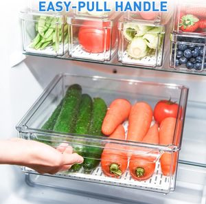 Paquete de 10 contenedores Organizadores de refrigerador de PET sin BPA, tapas apilables, contenedores de almacenamiento de nevera para producir frutas, paquete de 10 nevera - Product Image 4