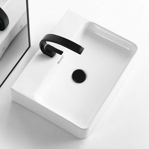 כיור אמבטיה לבן, כיור מודרני מקרמיקה, כיור עילי, כיור רחצה, כיור מלבני - Product Image 2