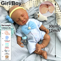 Poupée Reborn Mini de 12 pouces en silicone solide avec cils implantés, veines visibles, légère, nouveau-né, pour jeu interactif parent-enfant