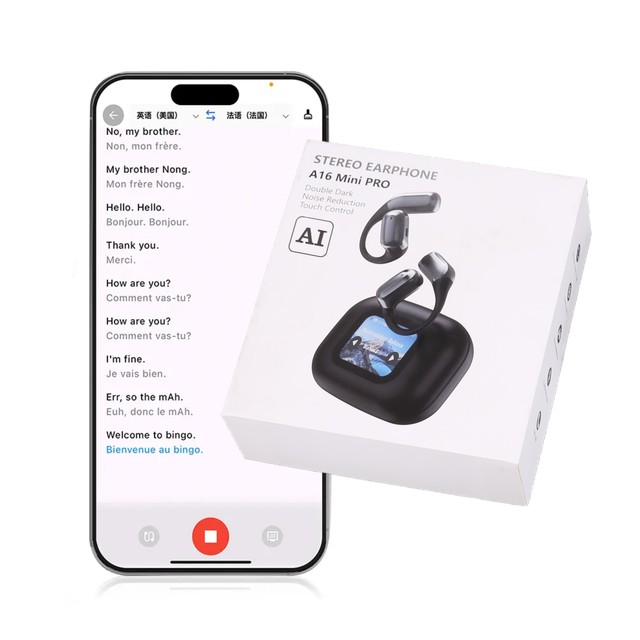 Wireless Translation Earbuds BT 5.3 Ear Hook Smart Voice Translator for Meeting