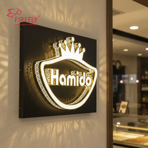 علامة مخصصة فاخرة ذهبية ثلاثية الأبعاد بإضاءة خلفية شعار ، لافتة خارجية ، مرآة متجر لافتات خارجية - Product Image 6