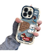Nouvelle Coque de Téléphone Mobile en TPU Motif Chien de Dessin Animé Créatif Gonflé Luxe Antichoc avec Protection Caméra pour Apple iPhone 16 Pro Max 15 14 13