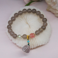 Bracelet en perles d'agate rouge naturelle, 10 pièces, fleur/citrouille, breloque, accessoires porte-bonheur sculptée à la main, cadeaux pour femme