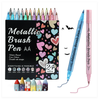 Ensemble de stylos à peinture acrylique métallisée à double embout, paillettes, résistants à l'eau, non-décolorants, marqueurs artistiques