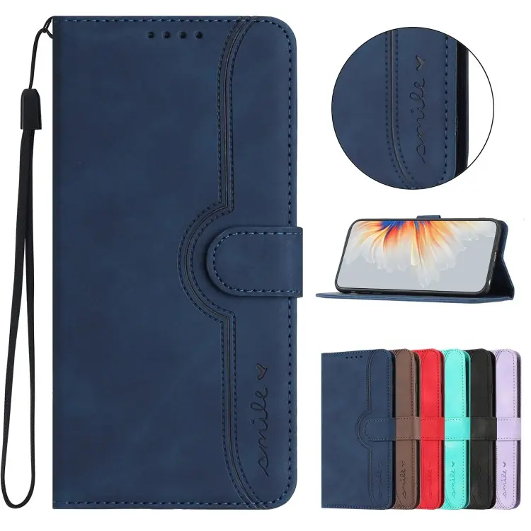 Тисненый цветной Чехол-бумажник с рисунком для iPhone 14, чехол-книжка для телефона Samsung S23 S22 с ремешком