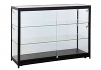 Vitrine en verre avec cadre en aluminium gris pour bijouterie, vitrine de magasin, vitrine de centre commercial