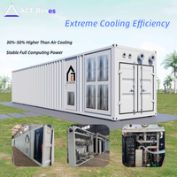 Conteneur de minage ACT Hydro Cooling 40HC 1350KW 336 unités Antminer Whatsminer M64 PDU CDU Distribution d'énergie Clé en main Extérieur