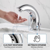 Robinet de lavabo automatique sans contact de luxe avec mitigeur chaud et froid à montage latéral pour lavabo de salle de bain moderne