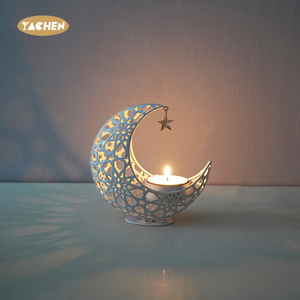 Yachen tempat lilin <span class=keywords><strong>Ramadan</strong></span>, pemegang cahaya teh bulan dudukan lilin bulan dekorasi Lebaran dekorasi meja <span class=keywords><strong>Ramadan</strong></span> 2025 - Product Image 5