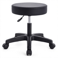Tabouret de bar JOHOOFURNITURE en cuir PU noir, siège rond, hauteur réglable, fabriqué en Chine, pour comptoir de restaurant