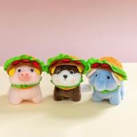 Jouets en peluche de la série animaux 'Chapeau de Burger' : Éléphant, Cochon, Chien, Ours, Pendentifs et Porte-clés en peluche