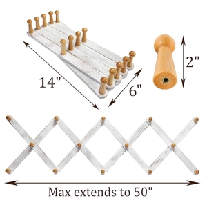 <span class=keywords><strong>Perchero</strong></span> de pared plegable y expandible de madera maciza, estilo acordeón, color <span class=keywords><strong>blanco</strong></span> retro - Product Image 4