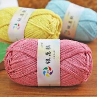 Argent Oignon Flash Soie Creux Fil De Coton Brillant DIY Crochet Chapeau et Sac Lin Tricoté À La Main Teint Motif