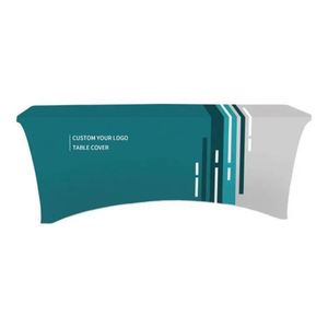 Nappe en tissu polyester imperméable avec logo personnalisé imprimé, nappe en spandex pour salons professionnels, événements publicitaires en plein air - Product Image 1
