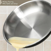 Promo Besar-besaran Grosir Wajan Stainless Steel Tri-ply 20/24/26/28cm 8/10inci/12inci Tanpa Lapisan Anti Lengket Peralatan Masak Wajan Penggorengan/Skillet