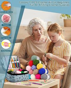 אומנות דייי אמנות מלאכה כלי תפירה ערכת הסרוגה לילדים למתחילים ילדים מבוגרים ערכת וו סריגה עם סט אריגה שקית אחסון - Product Image 6