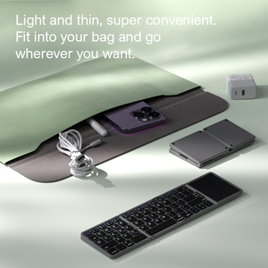 Mới gấp ba màn hình cảm ứng bàn phím nạp tiền BT ánh sáng không dây mỏng xách tay Bàn phím mini nhà máy bán buôn xuyên biên giới - Product Image 3