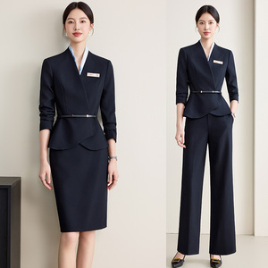 Women's Two Piece Business Suit Set Polyester Three Quarter Sleeve Anti Wrinkle Office Lady Spring Wear - Product Image 2