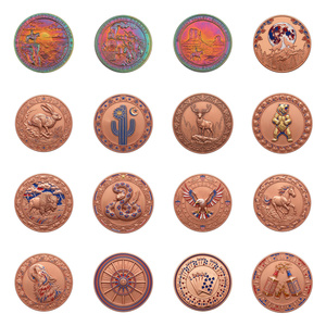 Medalla de Desafío Souvenir con Diseño de Varita de Torre de Magia Encantada, Moneda de Cobre Fino Pulido con Incrustaciones de Zafiro y Oro Bicolor, y Bola Alada Dorada - Product Image 4