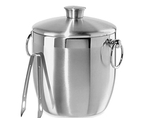 Seau à glace en acier inoxydable pour vin et boissons, finition satinée, personnalisable, vente en gros pour fabricants, idéal pour bars et restaurants.