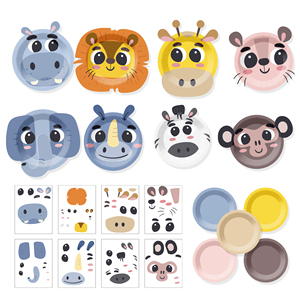 DAMIA Kit de Arte con 8 Platos de Papel, Tema Animal, con 8 Colores, Platos Redondos Desechables para Manualidades, Juegos de Fiesta para Preescolar - Product Image 4